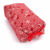Japanese red makura cushion with Japanese stars and rabbits pattern, ASANOHA USAGI, 32cm