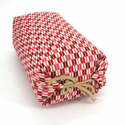 Japanese red makura cushion with arrow pattern, YAJIRUSHI, 32cm