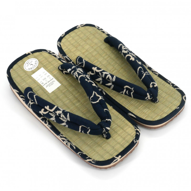 par de sandalias japonesas - Zori paja goza para los hombres, TAKE 027, azul