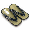 paire de sandales japonaises - Zori paille goza pour homme, TAKE 027, bleu