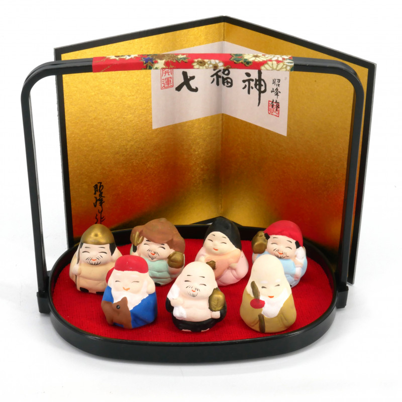 Set di 7 divinità giapponesi della felicità in miniatura, SHICHIFUKUJIN