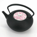 Small round Japanese prestige cast iron teapot, CHÛSHIN KÔBÔ HIRATSUBO, HANA, 0.7 L