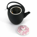 Small round Japanese prestige cast iron teapot, CHÛSHIN KÔBÔ MARUTSUTU, HANA, 0.4 L