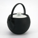 Small round Japanese prestige cast iron teapot, CHÛSHIN KÔBÔ MARUTAMA, SHIROI, 0.4 L