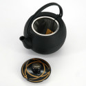 Small round Japanese prestige cast iron teapot, CHÛSHIN KÔBÔ MARUTAMA, KAMON, 0.4 L