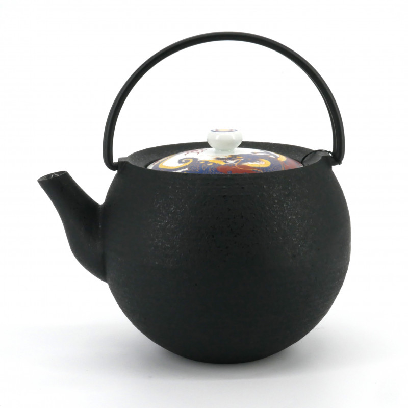 Japanese prestige round cast iron teapot, CHÛSHIN KÔBÔ MARUTAMA, RYU, 1.1 L