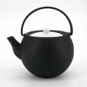 Japanese prestige round cast iron teapot, CHÛSHIN KÔBÔ MARUTAMA, SHIROI, 1.1 L