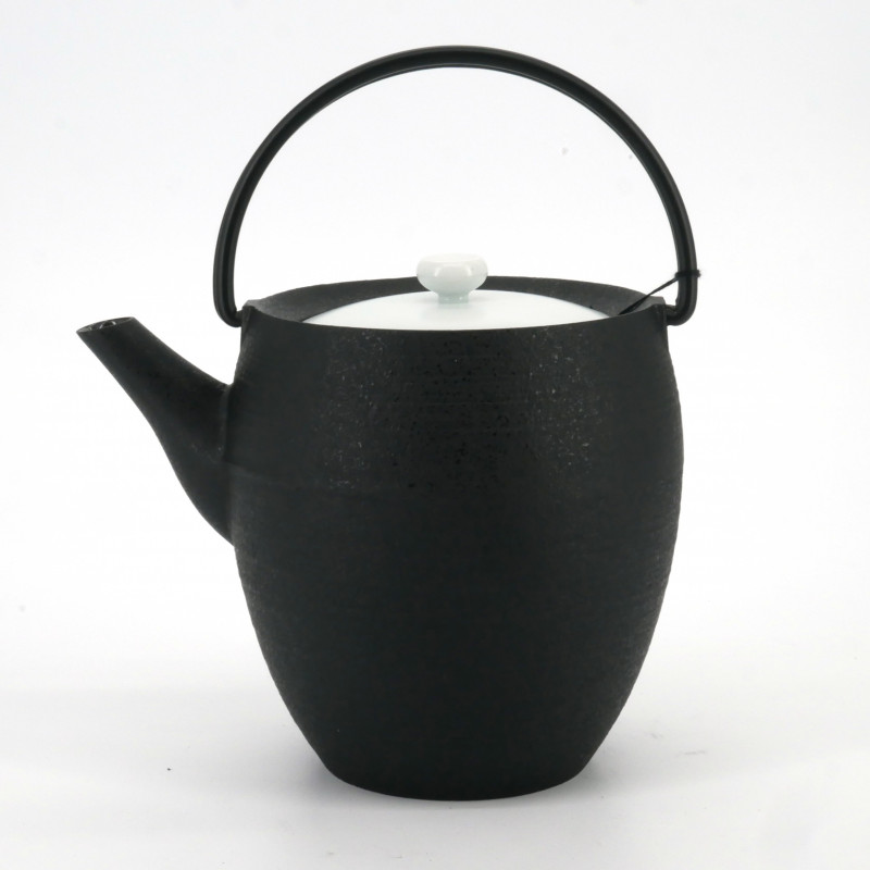 Japanese prestige round cast iron teapot, CHÛSHIN KÔBÔ MARUTSUTU, SHIROI, 1.1 L