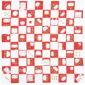 Furoshiki in cotone giapponese, COCHAE, scacchiera manekineko, 70 x 70 cm