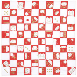 Japanese cotton furoshiki, COCHAE, manekineko checkerboard, 70 x 70cm