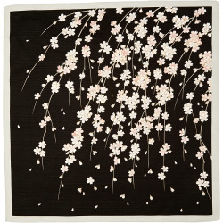 Furoshiki in black Japanese cotton cherry branches, SAKURA, 50 x 50 cm