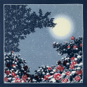 Furoshiki in grauer japanischer Baumwolle Winterlandschaft, FUYU, 50 x 50 cm