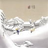 Furoshiki de rayón japonés, paisaje invernal, KANBARA, 68 x 68 cm