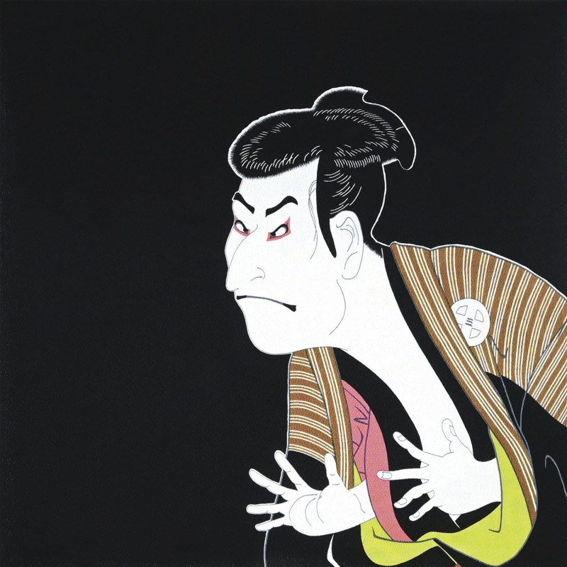 Japanese rayon furoshiki, SHARAKU, black, 68 x 68 cm