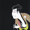 Furoshiki de rayón japonés, SHARAKU, negro, 68 x 68 cm