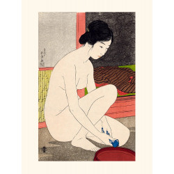 Grabado en madera japonés, Goyō Hashiguchi, Mujer peinándose