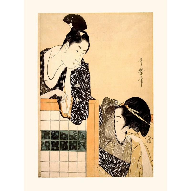 Estampe japonaise, Couple avec un paravent, UTAMARO 1