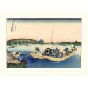 Estampe japonaise, Hokusaï Coucher de soleil sur la rivière Sumida