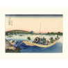Japanischer Holzschnitt, Hokusai-Sonnenuntergang über dem Sumida-Fluss