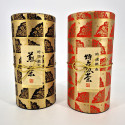 Duo di barattoli di tè giapponesi rossi e neri ricoperti di carta washi, TENPAKU, 200 g