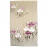 Japanese noren beige linen curtain, iris, SHAGA