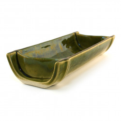 Japanese green rectangular plate ceramic 18-21-37E