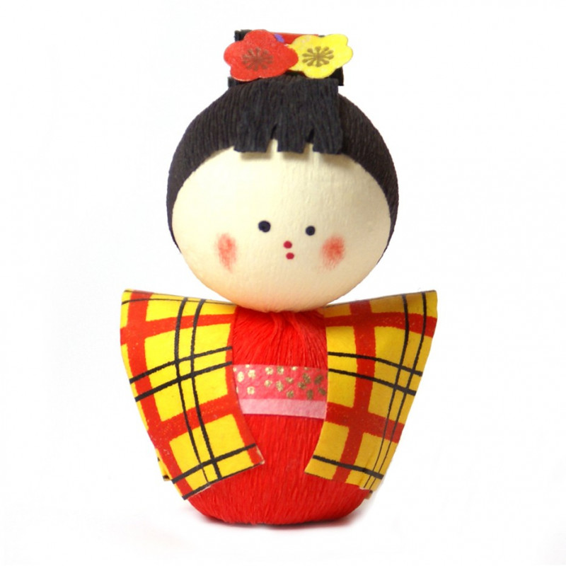 bambola giapponese, fatta di carta - okiagari, KOMACHI, ragazza