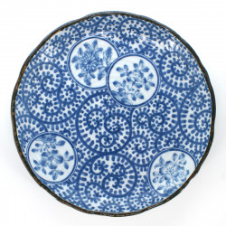Japanese round ceramic plate karakusa