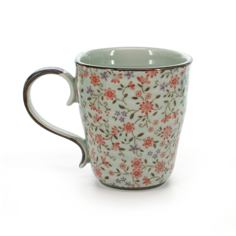 teacup with red flower patterns white SUIÎTO AKA