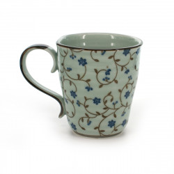 teacup with blue flower patterns white SABI KARAKUSA AOI