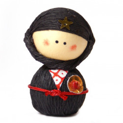 japanische Puppe Okiagari, NINJYA, ninja schwarz