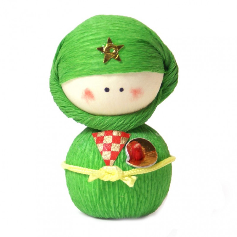 muñeca japonesa de papel - okiagari, NINJYA, Ninja verde