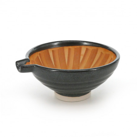 Small Japanese suribachi bowl with spout, KATAKUCHI, black