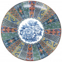 Japanese traditional colour large-sized plate with patterns and flowers in terracotta NISHIKI