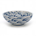 grand bol de nouilles râmen traditionnel japonais avec motifs vagues bleues couleur blanc en céramique SEIGAIHA