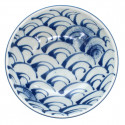 grand bol de nouilles râmen traditionnel japonais avec motifs vagues bleues couleur blanc en céramique SEIGAIHA